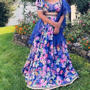 Royal blue velvet Lehenga size 42